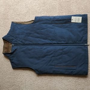 Peter Millar Reversible Stretch Cotton Flannel Vest in Atlantic Blue and Brown